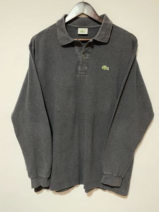Polo Lacoste Gris Manga Larga Talla L