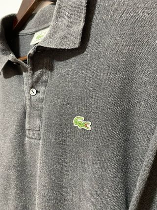Polo Lacoste Gris Manga Larga Talla L