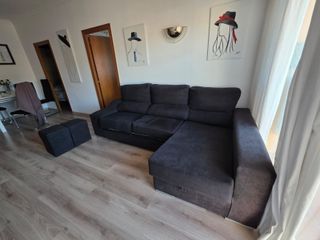 Sofá 3 plazas negro tela como nuevo