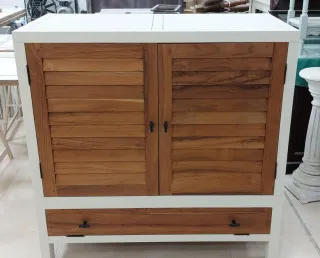 Mueble Botellero Madera Blanco y Marrón