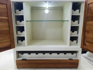 Mueble Botellero Madera Blanco y Marrón