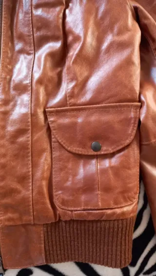 Giacca Giubbotto Donna  Vera Pelle Marrone Tg S