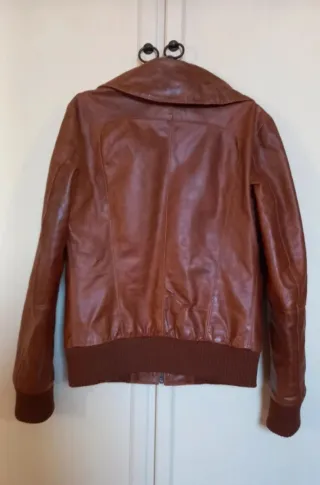 Giacca Giubbotto Donna  Vera Pelle Marrone Tg S