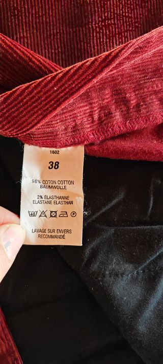 Pantaloni Velluto Bordeaux Vintage Carrot