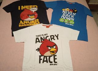 Lote 3 Camisetas Angry Birds