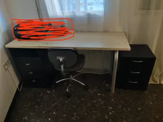 Pack escritorio, mueble auxiliar y silla