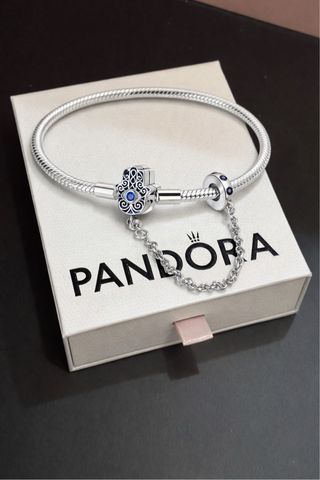 Pulsera Pandora Hamsa Ojo Azul Plata nueva