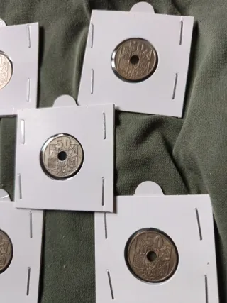 5 Monedas 50 Céntimos Flechas Invertidas 1949