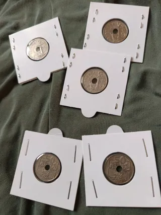 5 Monedas 50 Céntimos Flechas Invertidas 1949