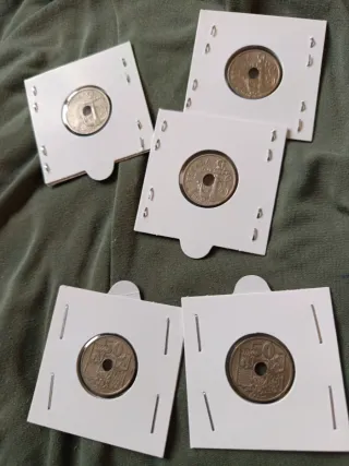 5 Monedas 50 Céntimos Flechas Invertidas 1949