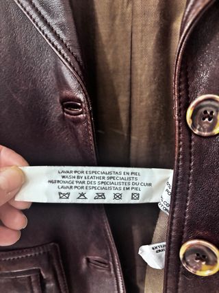 Americana Massimo Dutti Cuero Marrón Talla 36