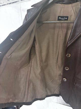 Americana Massimo Dutti Cuero Marrón Talla 36