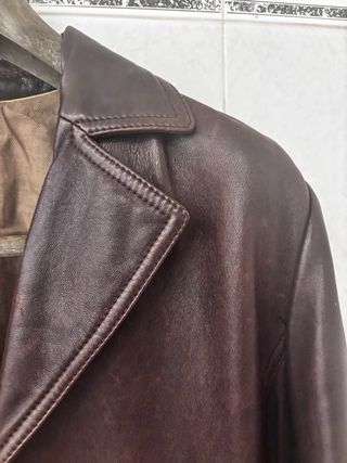 Americana Massimo Dutti Cuero Marrón Talla 36