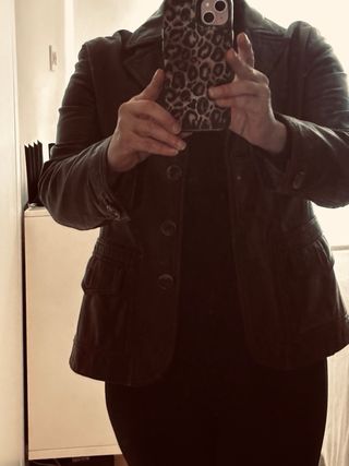 Americana Massimo Dutti Cuero Marrón Talla 36