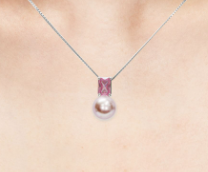 Collana 925 con perla rosa 8 mm