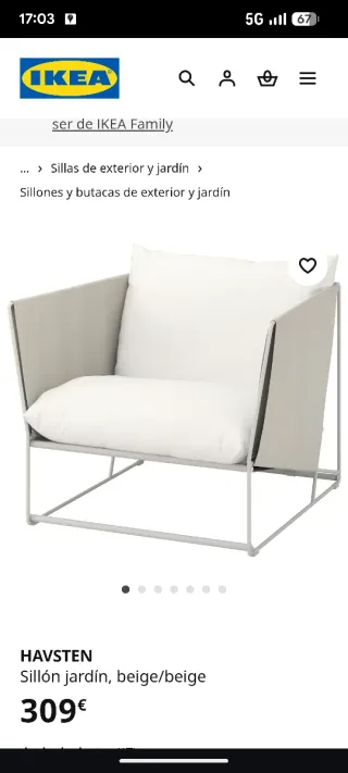 Sillón de jardín gris y blanco