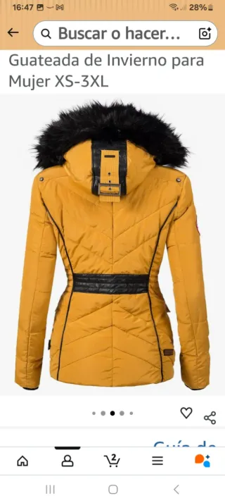 Chaqueta de nieve amarilla con capucha