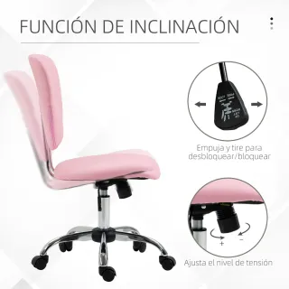 Silla de Oficina Giratoria Rosa Ajustable