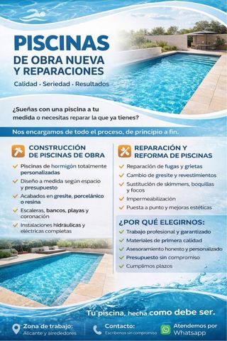 Reparaciones de piscinas y piscinas de obra nueva