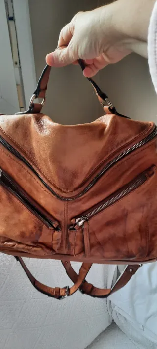 Malababa Bolso Mochila Marrón Piel