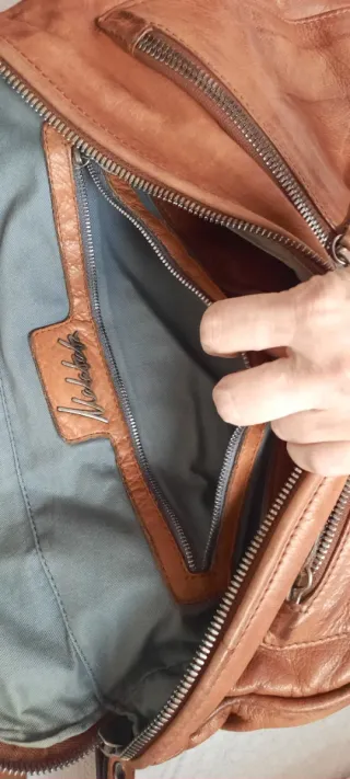 Malababa Bolso Mochila Marrón Piel