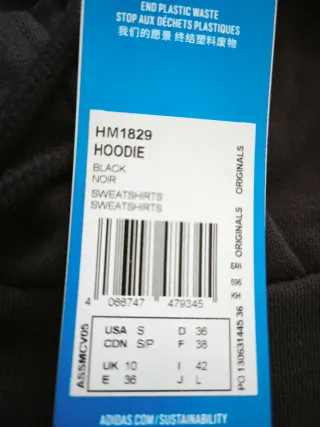 Sudadera Adidas Crop Negra T.S/36