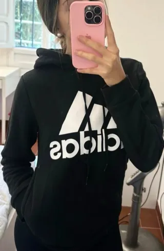 Sudadera Adidas Negra Logo Grande