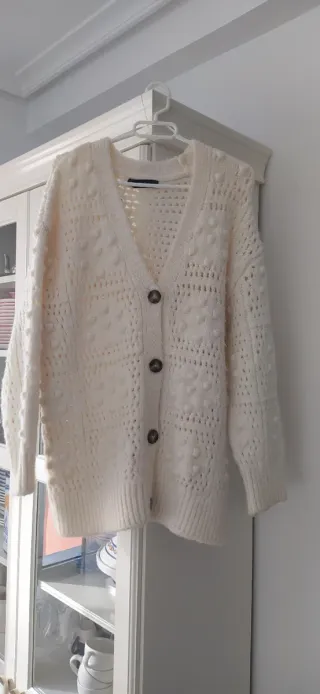 Cárdigan de punto beige talla única