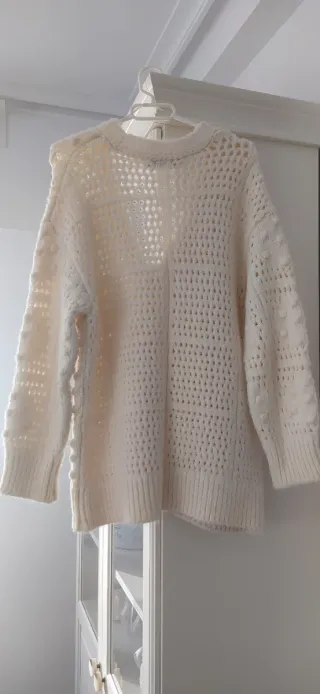 Cárdigan de punto beige talla única