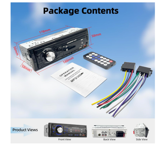 Autoradio Bluetooth 1 DIN 2 USB FM Vivavoce