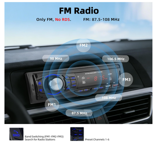 Autoradio Bluetooth 1 DIN 2 USB FM Vivavoce