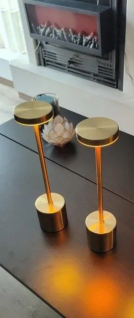 Coppia Lampade Design Gold Metallo