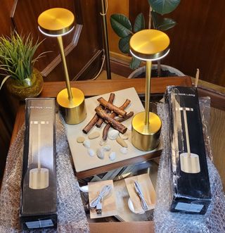 Coppia Lampade Design Gold Metallo