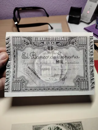 Facsímiles Billetes Pesetas 1937 (5, 10, 1000)