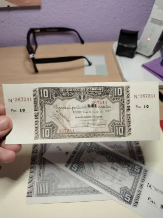 Facsímiles Billetes Pesetas 1937 (5, 10, 1000)