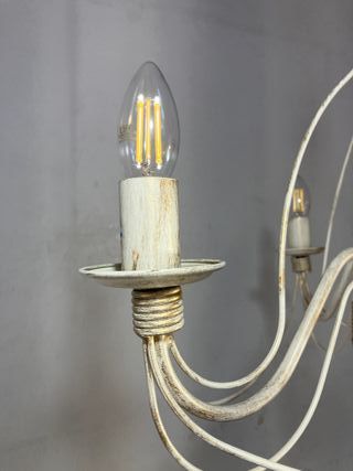 Lampadario 3 luci avorio antico