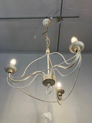 Lampadario 3 luci avorio antico