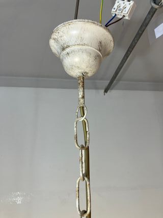 Lampadario 3 luci avorio antico