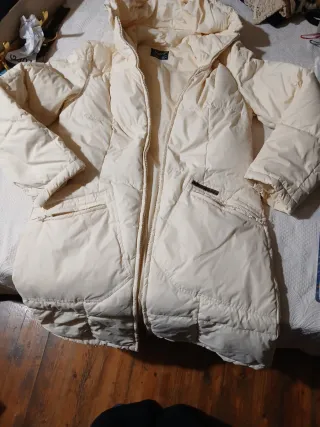 Cappotto donna piuma beige lungo