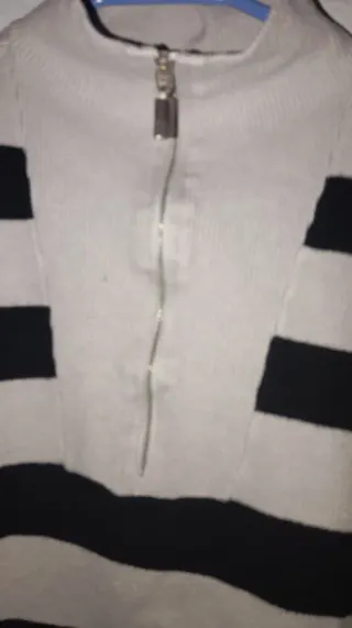 Jersey rayas cremallera blanco y negro