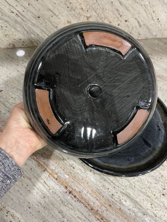 Tiesto y plato Bonsái Cerámica azulon