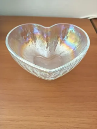 Ciotola cuore in vetro sfaccettato Nuova
