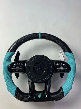 Volante Mercedes AMG Carbono Turquesa