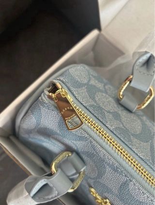 Bolso Coach Azul y Dorado