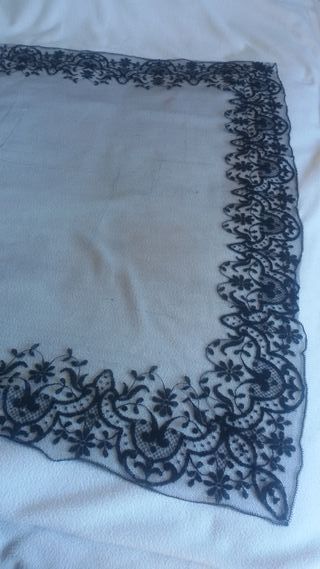 Mantilla Velo Tul Negro Encaje