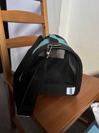 Transportín para gato, negro y azul