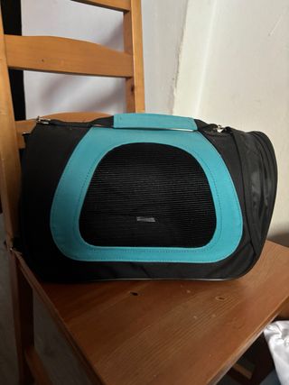 Transportín para gato, negro y azul