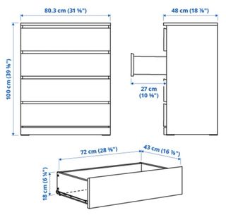 Cómoda IKEA MALM 4 cajones madera