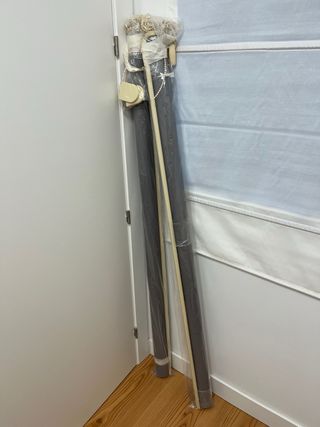 2 ESTORES OPACOS COLOR ARENA-PLATA