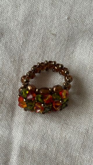 Set 3 Anillos de cuentas Swarovski Cobre y Verde